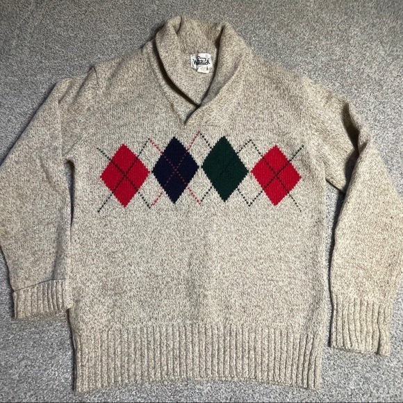 Woolrich Other - Vintage Woolrich Shawl Collar Argyl Wool blend pullover sweater Size M